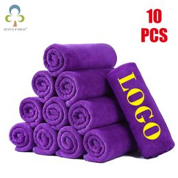 10PCS 30x30cm Custom Towel Free Laser Embossing Lettering Microfiber Beauty Salon Barber Shop Gift Private Customization 240518