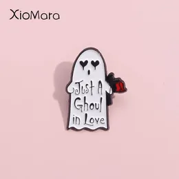 Brooches The Terror Ghost Enamel Pins Custom Just A Ghoul In Love Gothic Lapel Badges Halloween Festival Jewellery Gift For Friend