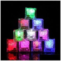 Other Festive Party Supplies Waterproof Led Cube Mti Colour Flashing Glow In The Dark Ice Cubes Bars Wedding Birthday Christmas Fes Dhbip