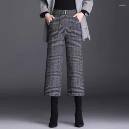 Women's Pants 2024 Plaid And Women Spring Autumn Long High Waist Casual Straight Female Trousers Leisure T78