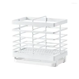 Kitchen Storage Utensil Cutlery Holder Suspended Wall Drainer With Tray Sink Drying Rack Counter Organiser Tableware Table White