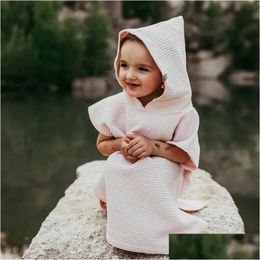 Towels Robes Baby Bath Towel Cotton Waffle Hooded Boys Girls Beach Cape Blanket Childrens Bathrobe Babys Stuff Drop Delivery Kids Mate Otmmd