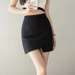 Skirts Sexy Women Package Hip Skirt 2024 Fashion Irregular High Waist Short Spring Summer Office Ladies Black Mini