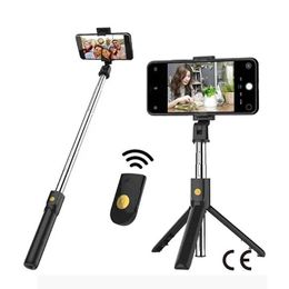 Selfie Monopods Portable selfie stick with Bluetooth remote control mini tripod K07 folding stand suitable for iPhone Samsung Huawei smartphone stand d240522