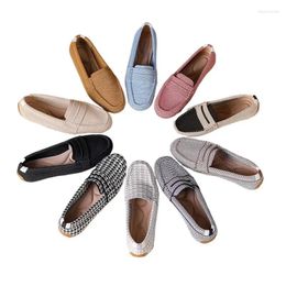 Casual Shoes 2024 Knitted Flat Loafers For Women Slip On Round Toe Light Comfortable Walking Female Boat Chaussure Femme