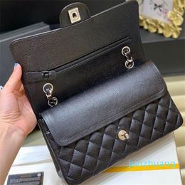 Designer -10A Designer bag TOP quality Jumbo Double Flap Luxury Bag 23cm 25CM 30cm genuine leather Caviar Lambskin Classic All Black Purse Quilted Handbag Shoulde Wi