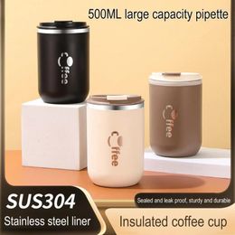 Water Bottles 500ml Premium Stainless Steel Vacuum Cups Coffee Thermal Leak-Proof Mug Travel Portable Car Insulated Cup Milk Tea Bottle