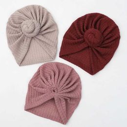 Hair Accessories New Solid Waffle Crochet Knit Baby Hat 3M-5T Turban Infant Toddler Newborn Baby Cap Bonnet Beanies Headwraps for Baby Girls Boy Y240522NBJY