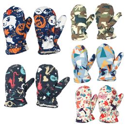 1 Pair 3-8Y Baby Kids Winter Waterproof Warm Windproof Full Finger Skiing Gloves for Children Boys&Girls Outdoor Mittens L2405