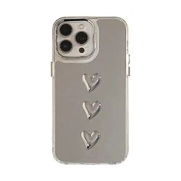 3D Love Heart Shape Mirror Case Shockproof Phone Protective Case back cover For iPhone 15 14 13 12 11 lyp175