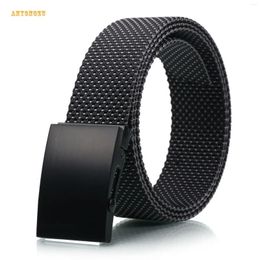 Belts 2024 Spool Zinc Alloy Buckle Belt Nylon Jeans Leisure Double Color Woven Style High Quality Men'belt