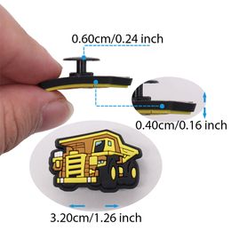 Hot Sales 1-20Pcs PVC Crane Transport Truck Boys Girls Sandals Shoe Buckle Charms Decorations DIY Birthday Gifts