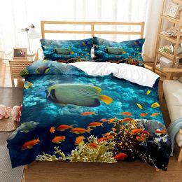 Bedding sets 3D Ocean Set King Queen Double Full Twin Single Size Bed Linen Bedclothes with case No Sheet for Adults Kids H240521 RJNA
