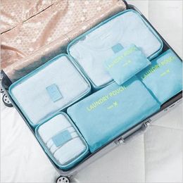 Storage Bags 6PCS/Set Portable Folding Travel Oxford Large Capacity Luggage Organizer Waterproof Wash Bag Packing Cube Organiser