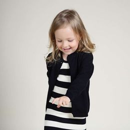 Lovely Girl's Black Full Sleeves Sweater Kids Cotton Candy Colour Knit Cardigan Sweaters Children Autumn Casual Coat Tops 1-7Y L2405