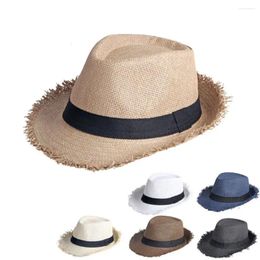 Berets Mens Straw Trilby Sun Hat Ladies Womens Summer Panama Designer Fedora Beach Caps