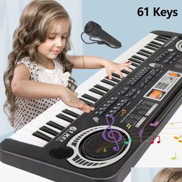 Keyboards Piano Kids Electronic Keyboard Portable 61 Keys Organ With Microphone Education Toys Musical Instrument Gift For Child Begin Otk5H