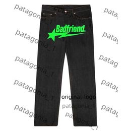 2024 designer maschi jeans y2k jeans badfriend lettera hip hop stampata pantaloni neri uomini donne donne modella casual roccia largo piede vapore vapore streetwear 10f8