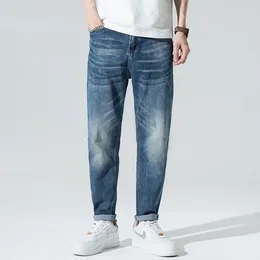 Men's Jeans Wide Leg Men Baggy Harem Pants Stretch Blue Summer Fashion Streetwear Denim Clothing Man Oversize