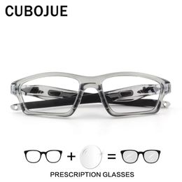 CUBOJUE SPORTS MYOPIA -Brillen Männer Brillen Rahmen männliche TR90 -verschreibungspflichtige Brille pochromoptischer Objektiv -100 150 200 250 240514