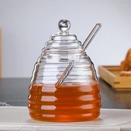 Storage Bottles 1Set Glass Honeycomb Tank Honey Container With Dipper And Lid Bottle For Home Wedding Party Kitchen Tools