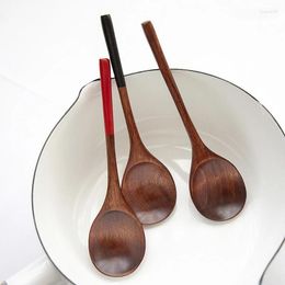 Dinnerware Sets Korean Style Wooden Spoon Soup And Fork Tableware Natural Ellipse Ladle Set Eco Friendly Products Spoons For Cooking