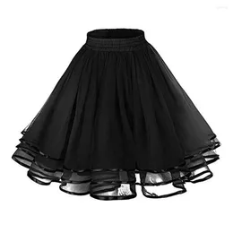 Skirts Mesh Tulle Skirt With Elastic Waistband Solid Colour Three-Layered Princess Cosplay Weddings Parties Knee-Length