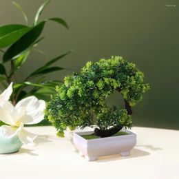 Decorative Flowers Artificial Green Plants Bonsai Table Potted Ornaments Simulation Pot Fake For Home Garden Wood Decorations