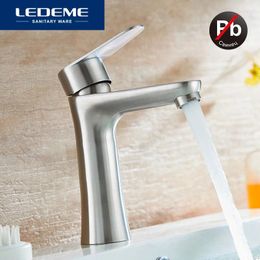 Bathroom Sink Faucets LEDEME Basin Faucet Modern Style Stainless Steel Deck Mounted Bath Cold And Water Tap Mixer Handle L71002 L71001