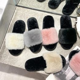 Slippers Fluffy Home Winter Casual Designer Shoes Women Indoor Platform Plush Slides Girls 2024 Fashion Elegant Flats Large Size