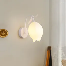 Wall Lamp Tulip French Pastoral Cream Modern LED White Lampshade G9 Bulb Light Lamps Emitting Colour Changeable