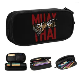 Custom Muay Thai Tiger Pencil Case For Large Storage Thailand Martial Art Fighter Spirit Pen Bag Box School Accessories