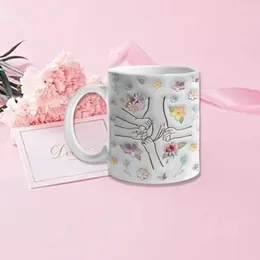 Mugs Mother's Day Ceramic Mug Hand-in-hand Concave-convex Coffee Small Birthday Gift Holiday Feel Tea Flower A8G6