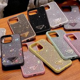 Phone Case Luxury Glitter iPhone Cases For iPhone 15 15 Plus 14 Pro Max 13 12 16 Designer Triangle Bling Sparkling Rhinestone Diamond Jewelled 3D Crystal Fashion Cover