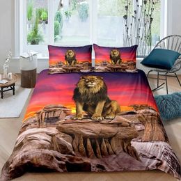Bedding sets Black Lion Duvet Cover Animal Bed Sheet 3 Piece Set Single Double King Queen Full Size 1 Comforter 2 case H240521 3QSD