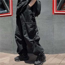 HOUZHOU Techwear Cargo Pants for Men Black Trousers Male Jogging Korean Casual Japanese Streetwear Hip Hop Safari Style Pocket M522 40