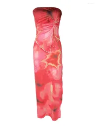 Skirts Women S Floral Print Crop Top And High Waist Maxi Skirt Set - Sleeveless Drawstring Tube Summer Casual Wrap Around Long