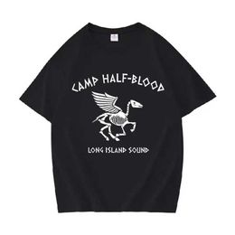 Men's T-Shirts Camp Half Blood Long Sound Skull Percy Jackson T-shirt Mens Vintage Casual Cotton Extra Large T-shirt Gothic Clothing Q240521