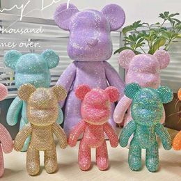 Action Toy Figures Handmade Diamond Bear DIY Violent Material Pack Sticky Doll Decoration Valentines Day Birthday Gift H240523