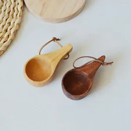 Cups Saucers Mini Mountaineering Wood Cup Single Hole Handle Portable Rubber Creative Handy Coffee Kitchen Accessories