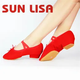 Dance Shoes SUN LISA Women's Lady's Girl's Teacher's Dancing With Square Heels Ballet Chunky Heel Black/Pink/Red