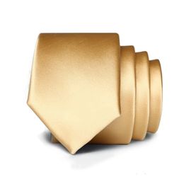 Luxury Mens Ties Brand Solid Gold Tie for Men High Quality 7cm Wide Business Necktie Korean Fashion Cravat Gift 240522