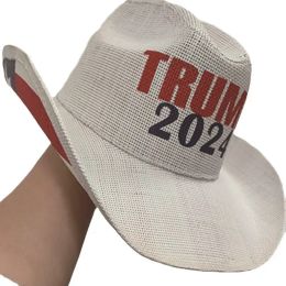 Trump Cowboy Hats Outdoor Sport Party Sunhat Mountaine Retro Cowboy Hat Us President 2024 Caps della campagna