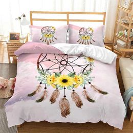 Bedding sets Dreamcatcher Duvet Cover Bohemia Comforter Microfiber Feather Set Full Twin for Girls Teens Adults Bedroom Decor H240521 YGJN