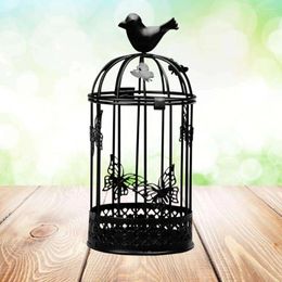 Candle Holders Large Bird Cage Candlestick Holder Europe Metal Iron Country Style Vintage Retro Tealight Home Decor (Black)