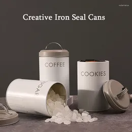 Storage Bottles 3pcs/Set Retro Iron Kitchen Jars Tea Coffee Sugar Canister Tins With Lid Metal Home Organiser Candy Sealed Box