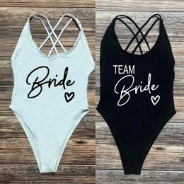 Women's Swimwear Thong Women Team Bride One Piece Swimsuit Woman Backless Bathing Suit Sexy Bodysuit Bachelorette Party Beachwear