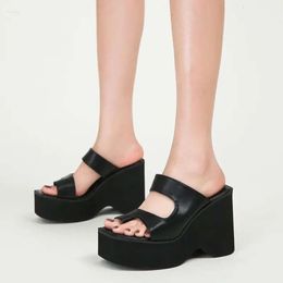 Shoes Sandals Women Black Wedge for Platform Chunky Heels Punk Gladiator Summer Tong High Wedges Talons Femm 598 Platm s