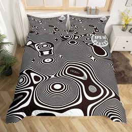 Bedding sets Stripes Illusion SetGeometric Arrangement Duvet Cover for Kids Teen Boys GirlsVisual Art Comforter Decor Room H240521 E9WW