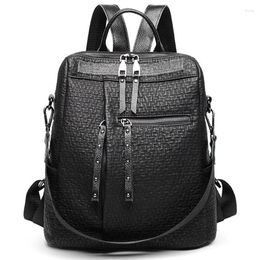 Backpack Brand Women 2024 Teenage Girl Schoolbag Ladies High Pu Leather Backpacks Fashion Dual-use Shoulder Bag Mochila